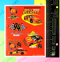 Vintage Hallmark Nascar Bill Elliot Mcdonalds Sticker Sheet