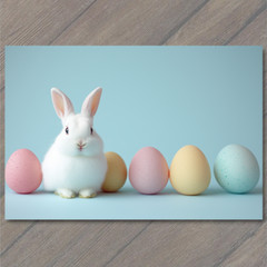 STICKER Baby Bunny Pastel Easter Eggs Minimalist Cute Whimsical Spring Rabbit