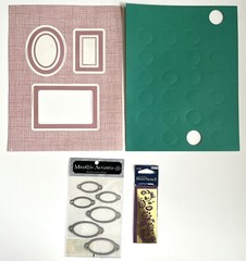 Scrapbooking Items, Brass Stencil, Metallic Accents, (2) Sheets Card Stock
