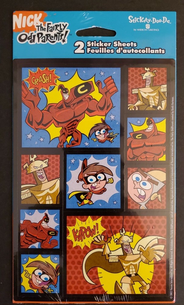 New Sealed 2003 Stickety-DooDa Nick The Fairly Odd Parents Stickers 2 Sheets NOS