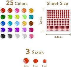 Rhinestone 25 Sheet 25 Colors, Red, Blue, Coffee, Green, Violet, Ab Clear