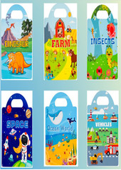 6 Theme Jelly Sticker Book Reusable Sticker with File Pocket, 2-6 years