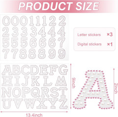 107 Pcs Pearl Rhinestone Self Adhesive Stickers 3 Sheets A-Z Glitter Letter Stic