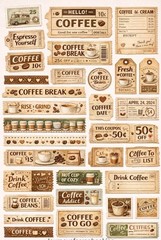 Coffee Embellishments Kit Junk Journal Scrapbook Choose A Set
