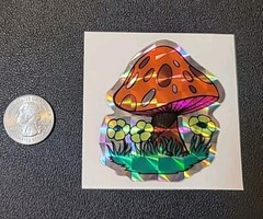 Mushroom Prismatic Prism 🍄 Vending Machine 80’s Sticker RARE!