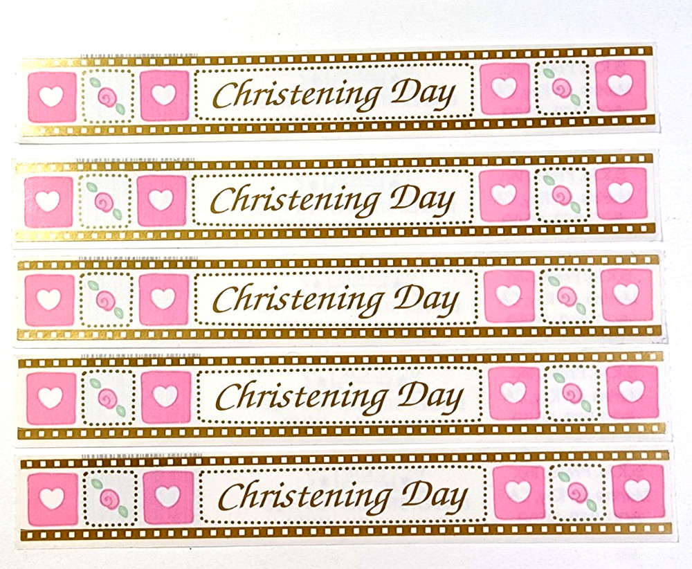 SRM Press Christening Day Girl Scrapbook Titles 1×6 Pink Religious Sticker Lot 5