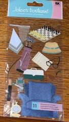 RARE Jolees Grandpa Lounge Chair Chess Golf Clubs Fishing Newspaper Glasses Pioe