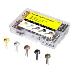 200Pcs Multicolor Metal Paper Fasteners | 8x17mm | Durable Brass Brads