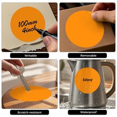 300 PCS Circle Stickers 4 Inch Orange Vinyl Floor Dots Sticker Removable Self…