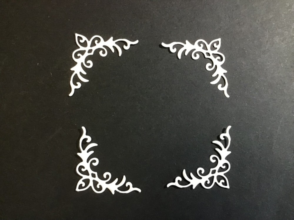 Page Corners Photo Corners Fancy Flourish Filagree Corner Die Cuts 12 pcs 1-3/8”