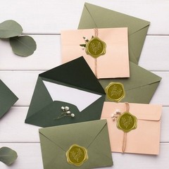 20Pcs Self-Adhesive Olive Stickers Wax Seal Stickers Wedding Invitation Envelope