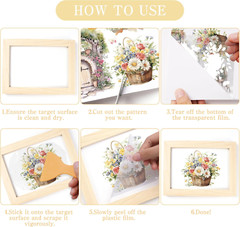 Garden Birds Rub on Transfer for Crafts: 16 Pcs Secret Garden Flower Rub on Tran