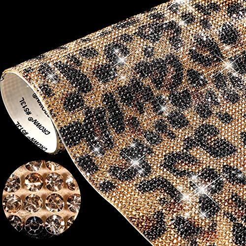 12000 Pieces Leopard Print Bling Rhinestone Sticker with 2 Brown Leopard Print