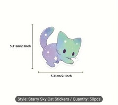 50 Cute Cat Starry Sky Kitty Kitten Space Astral Galaxy Sticker – Meme Kawaii