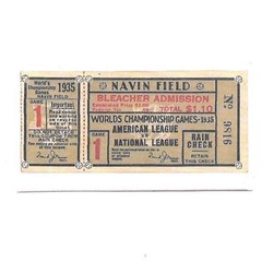 1935 Baseball Ticket Paper Sticker Decal Navin Field World Championship Gift
