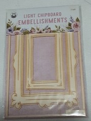 P13 Light Chipboard Embellishments Bundle 8 asst 4×6″ frames w/engraved pieces