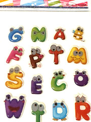 Alphabet Letter Stickers Funny Faces Eyeballs Colorful Crafts Lot of 2 NEW READ