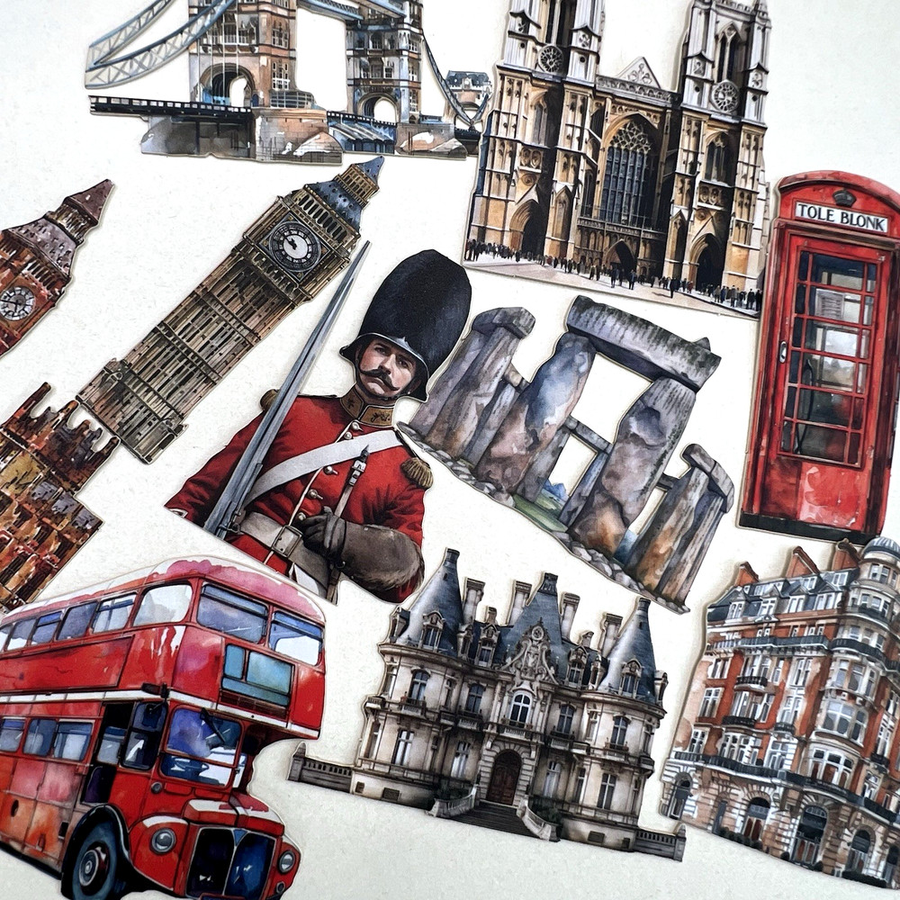 London England Cardstock Stickers UK Travel Junk Journals Collage Scrapbooking