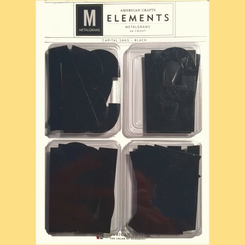 AMERICAN CRAFTS ELEMENTS METALGRAMS ALPHABET UPPER 26 pcs BLACK WHITE or COLORED
