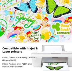 Glossy Vinyl Sticker Paper 240 Sheets for Inkjet/Laser