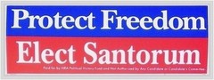 Protect Freedom Elect Santorum Bumper Sticker NRA Political Victory Fund 2000s