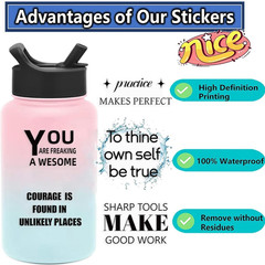 50PCS Transparent Motivational Quote Stickers,Black Inspirational Positive Affir