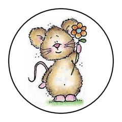 48 MOUSE FLOWER ENVELOPE SEALS LABELS STICKERS 1.2″ ROUND