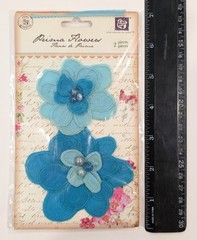 Prima Marketing Royal Verbena Aqua Fabric Flowers Scrapbooking Embellishments