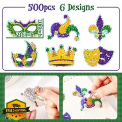 Kirako 500pc Mardi Gras Fleur de Lis Stickers