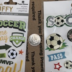 Paper House/Park Lane SOCCER Dimensional Scrapbooking/Card Making Stickers 2 Pk