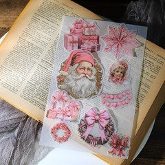 36 pcs Pink Christmas Translucent Vellum Matte Surface Paper Sticker Scrapbook