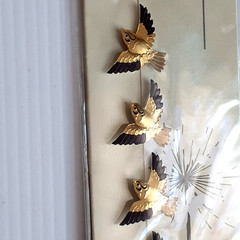 2009 MIDORI 6x Golden Flying Birds Stickers Mitsukoshi Japan Japanese Gift RARE
