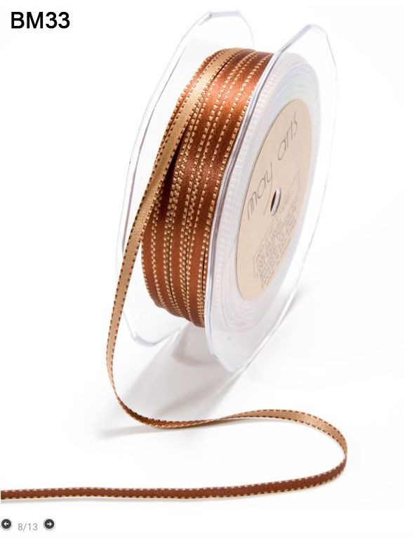 3/16 Inch Satin Reversible Stitched Edge –Brown/Tan – BM33 – 100 Yards