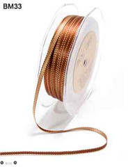 3/16 Inch Satin Reversible Stitched Edge –Brown/Tan – BM33 – 100 Yards