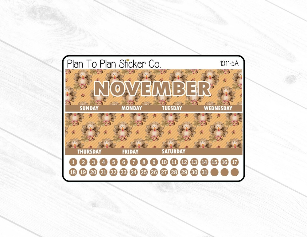 1011-5A~~November 7X9 Monthly View Planner Stickers.