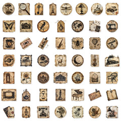 50PCS Vintage Labels Vintage Items Minimalist Style Stickers DIY Phone Cases Lap