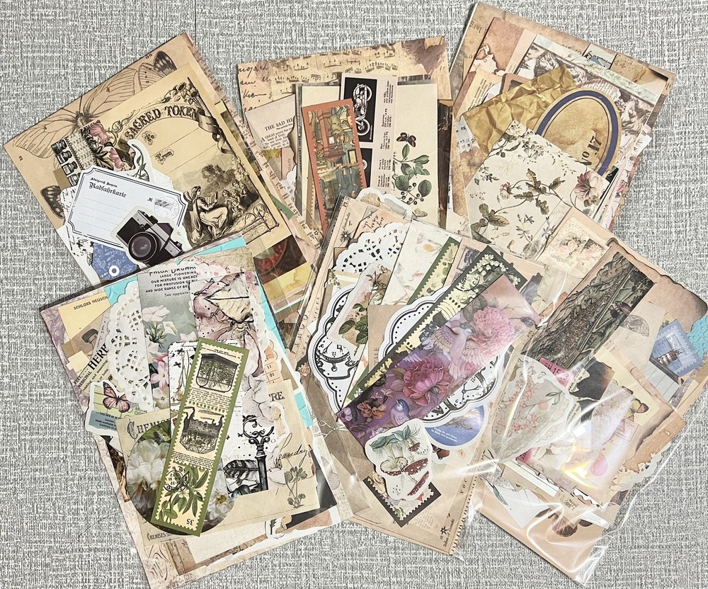 50+ Pcs, Small Lot Creative Junk Journal Ephemera, Scrapbook Collage
