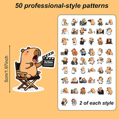 100Pcs Capybara Stickers, Waterproof Adorable Vinyl Capybara Occupation Stickers