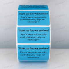 Thank You Stickers White – Feedback Message Small Business Labels | 50 Stickers