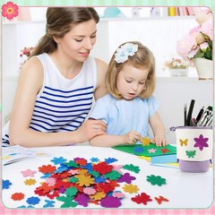 JULBEAR 300 Pieces Spring Glitter Flower Butterfly Foam Stickers Bulk Self-Ad…