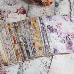 160 Sheets Vintage Flower Scrapbook Paper, Junk Journal Supplies, Purple Pink…