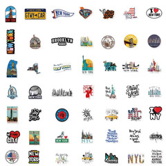 50 PCS New York Travel World Stickers NYC City Stickers Vintage Waterproof Vinyl