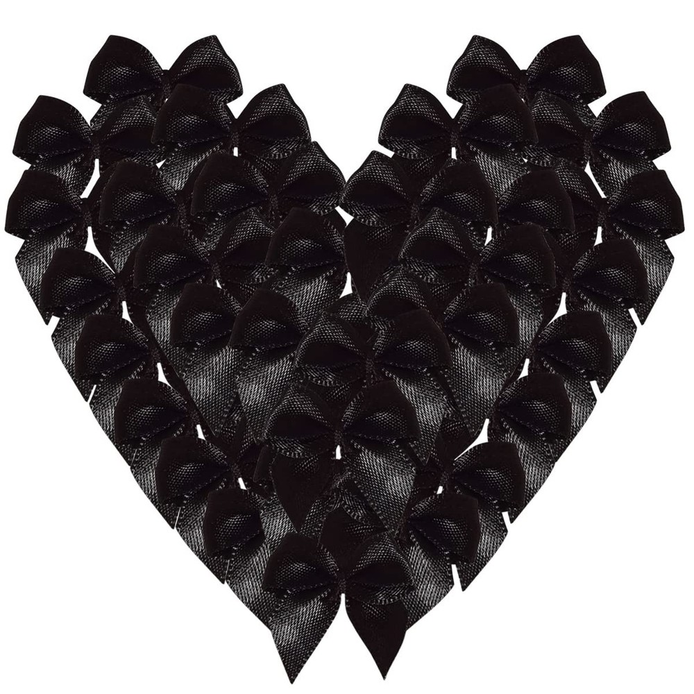 Micomon 50pcs 1.2-Inch Mini Ribbon Bows for Crafts Small 3/8″ ribbon, black