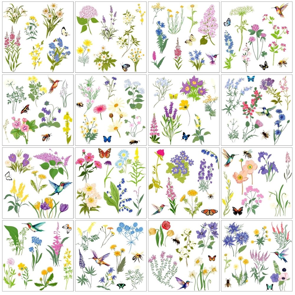 Wildflower Rub on Transfers for Furniture, Scrapbook