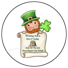 LEPRECHAUN SCROLL ST PATRICKS DAY ENVELOPE SEALS LABELS STICKERS PARTY FAVORS