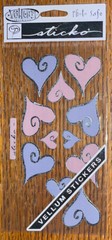 Sticko Hearts Of Love Valentines Wedding Pink Purple Silver Scrapbook Stickers
