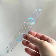 Moon Star Holographic Stickers Celestial Scrapbooking Journaling Cards
