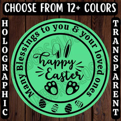 40 HAPPY EASTER STICKERS 2″ LABELS SEALS THANK YOU SCRATCH RESISTANT PARTY BUNNY