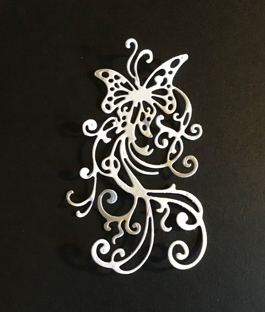 “Butterfly Lace” die cut embellishments 6 pcs 4-1/4” x 2-1/4” choose color