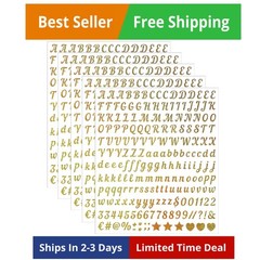 0.5 Inch Small Letter Sticker, Golden Vinyl Self Adhesive Alphabet Number Sticke